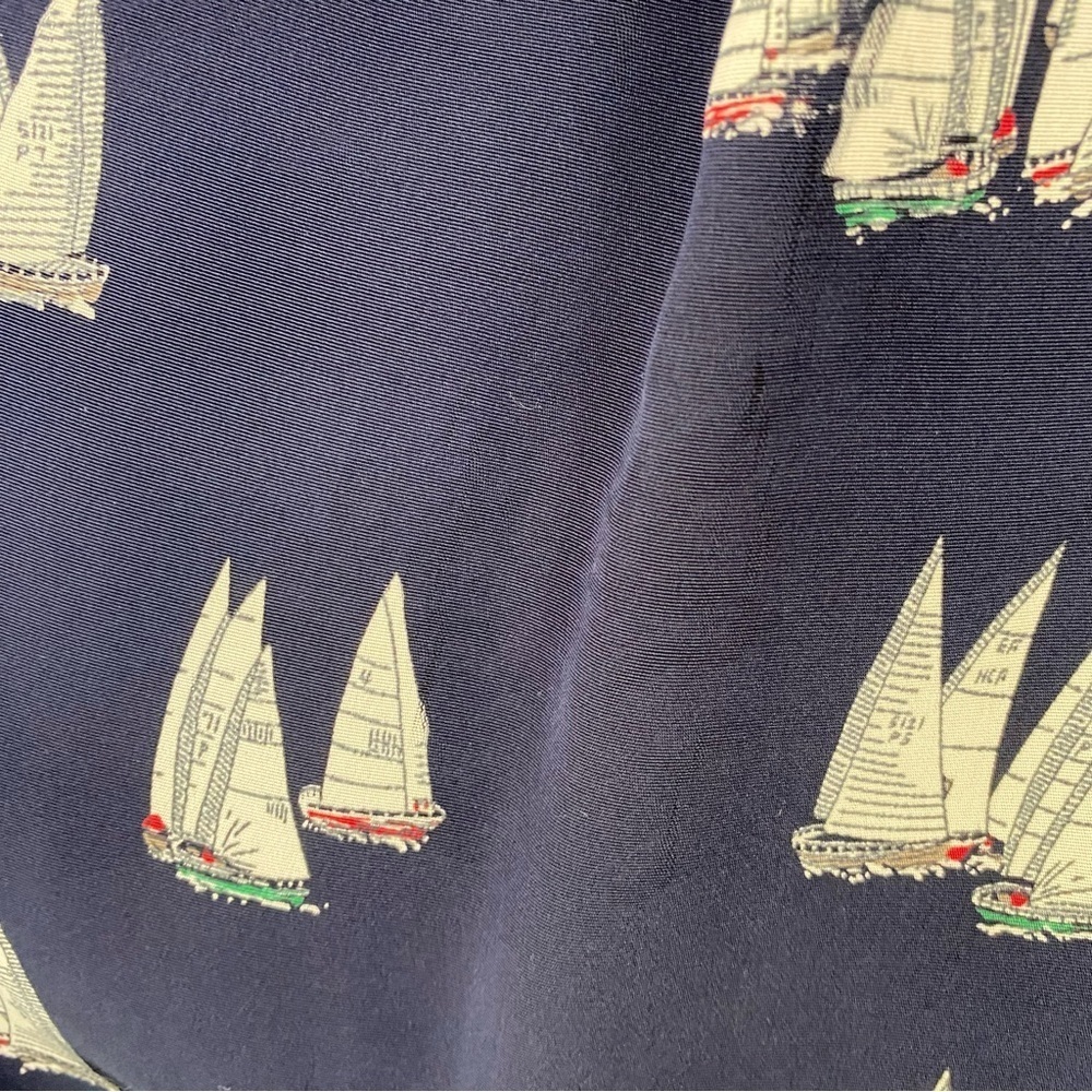 J.G. Hook Womens Midi Skirt 29” W Navy White Sailboat Pleated Nautical Pockets * - Picture 10 of 16